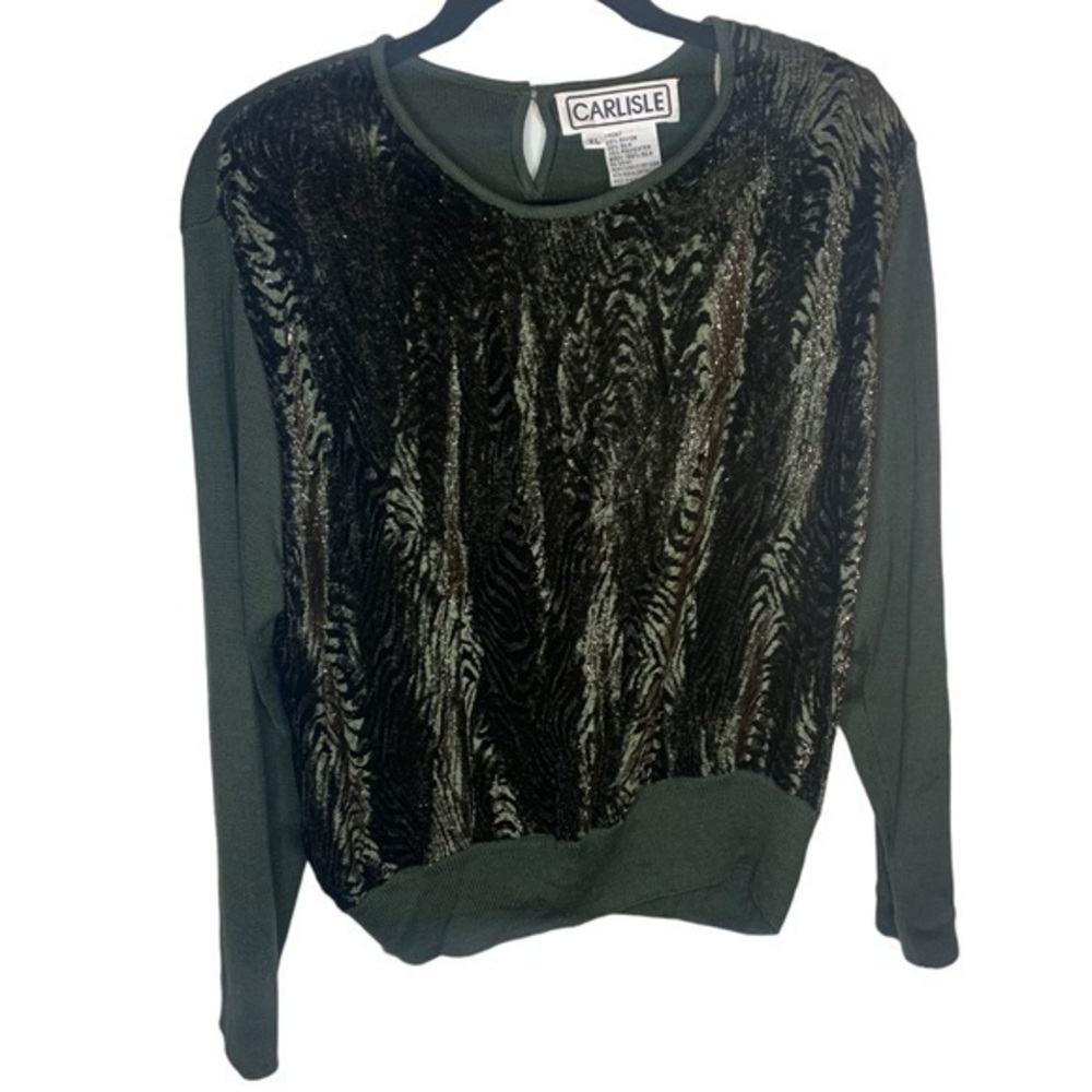 Carlisle Shimmering Velvety Silk Keyhole Sweater Size XL